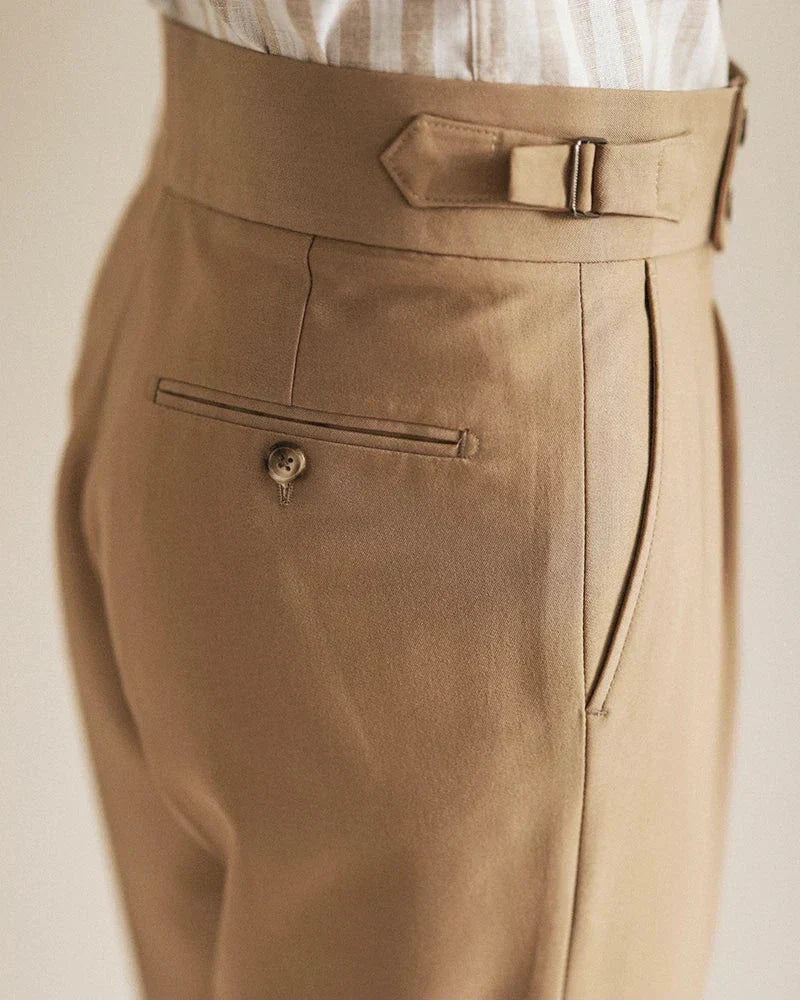 Men’s High-Rise Pleated Dress Trousers for Formal Events