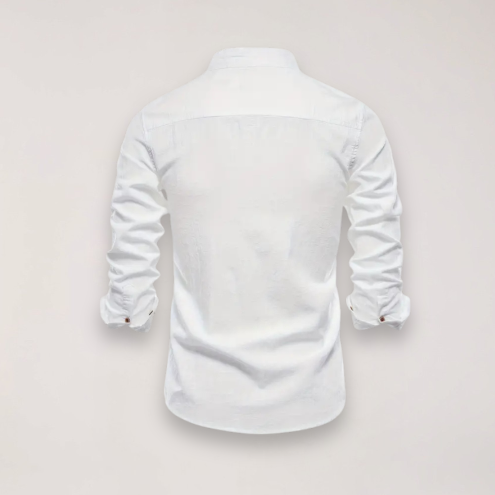 Men’s Long Sleeve Stand Collar Shirt – Embroidered Design for Stylish Occasions