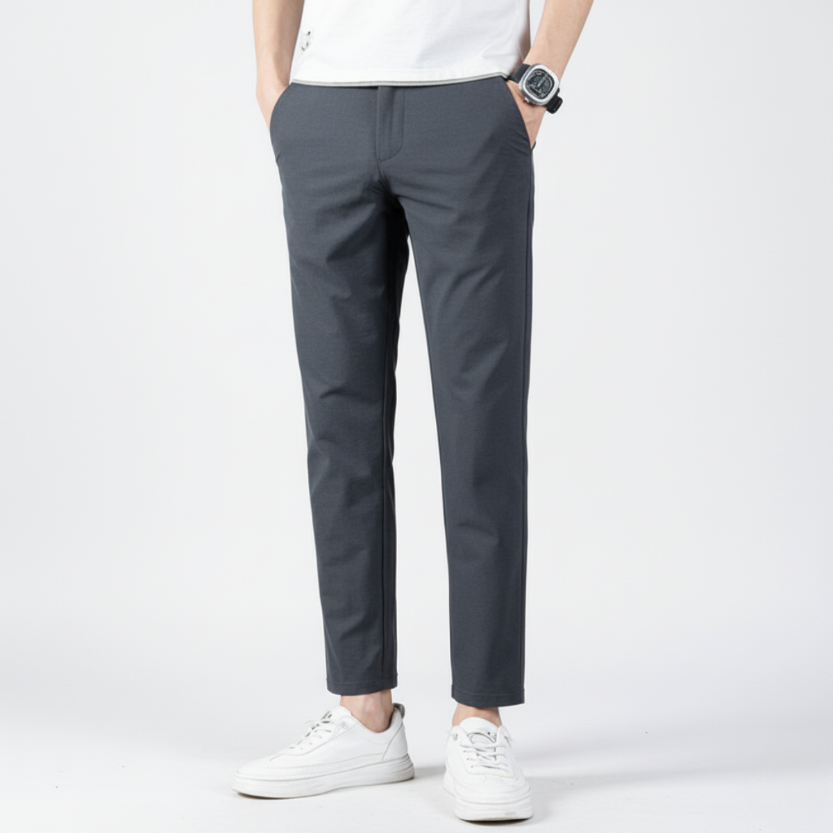 Men's Cropped Trousers - Stylish Smart Casual Pants for Spring & Autumn Wear