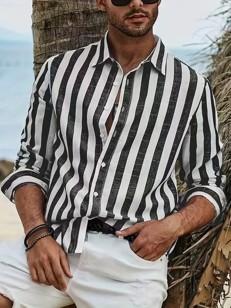 Men’s Striped Long Sleeve Shirt for All-Day Style