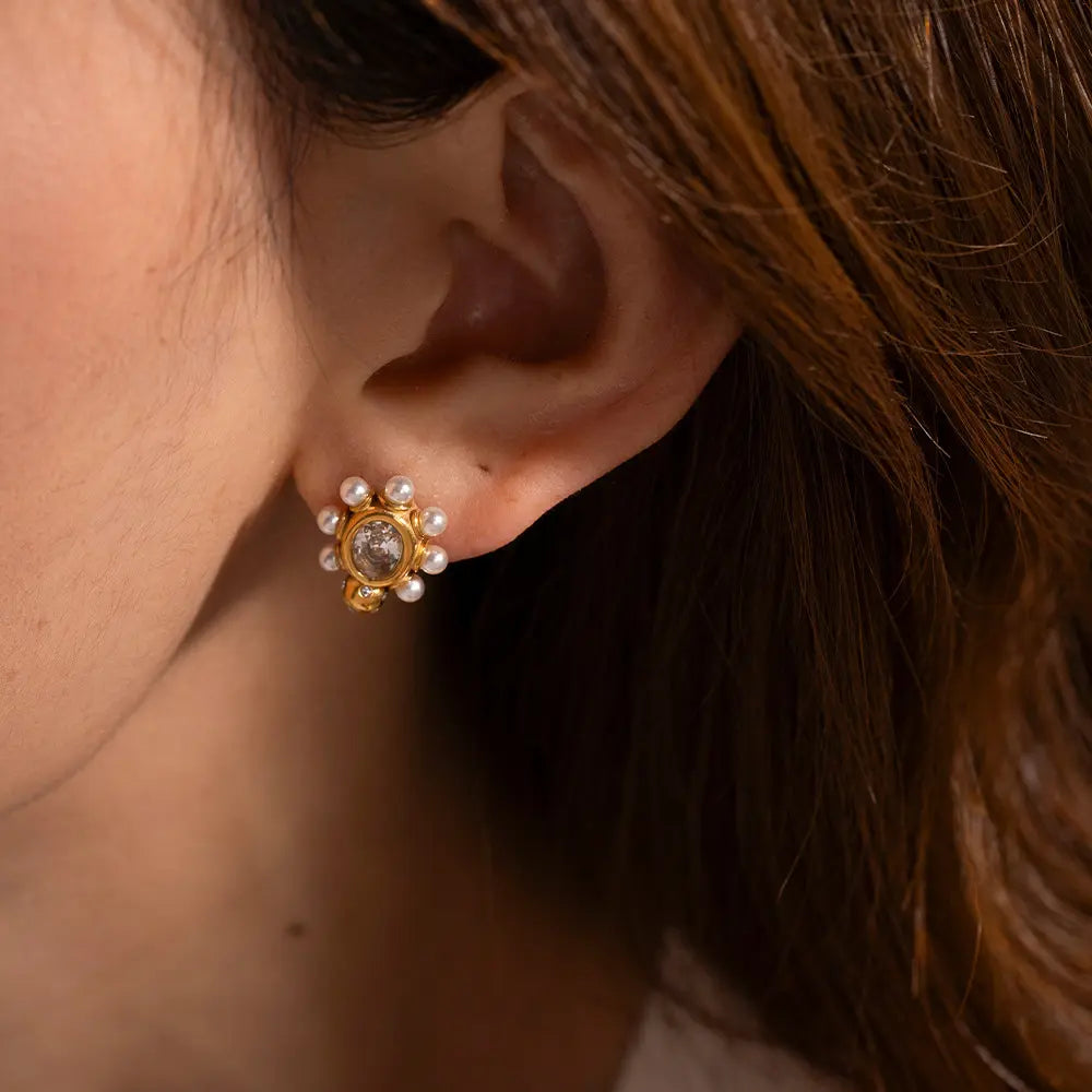 Elegant Gold Pearl Earrings
