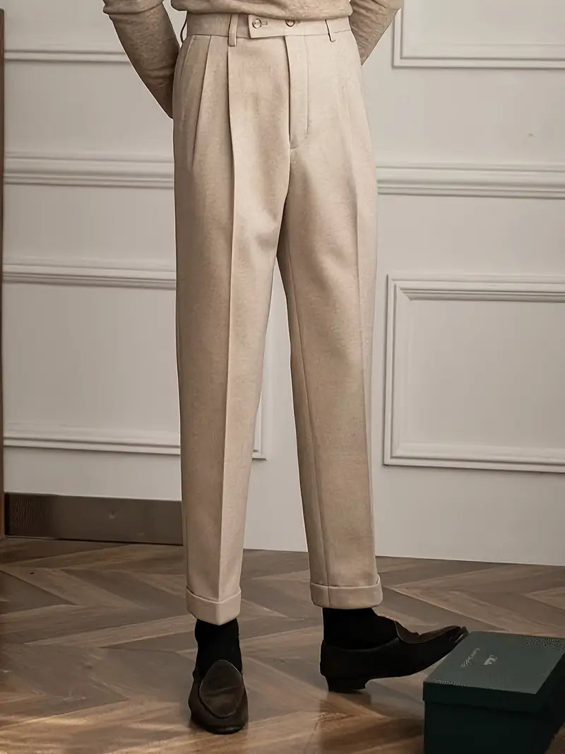 British Style Pleated Trousers for Formal Occasions