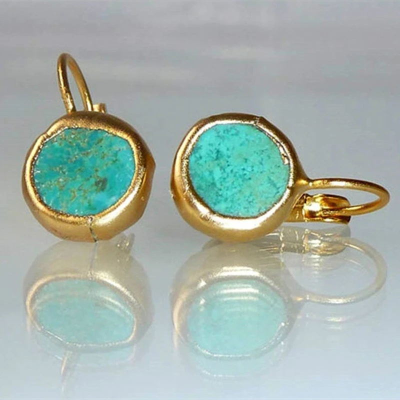 Turquoise Adorned Gold Earrings