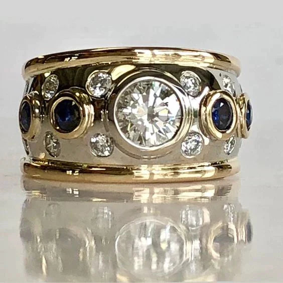 Retro Gold-Inlaid Zirconia Ring