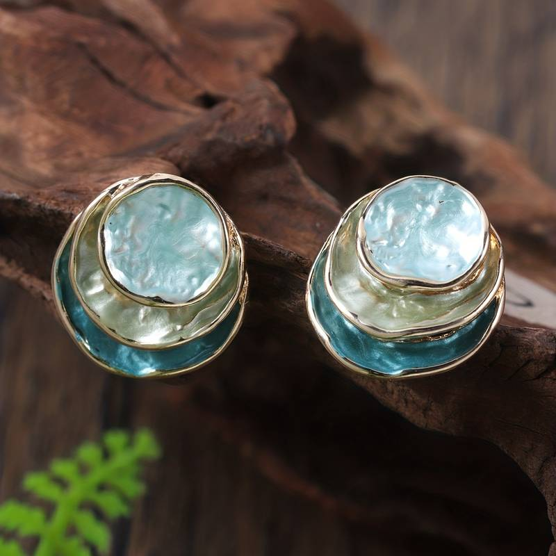 Hand-Painted Layered Hoop Earrings Inspired by the Ocean