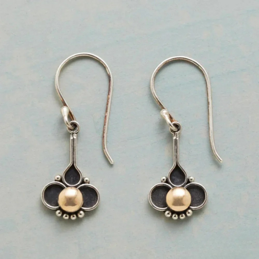 Silver Earrings with Bohemian Clover and Pearl Design
