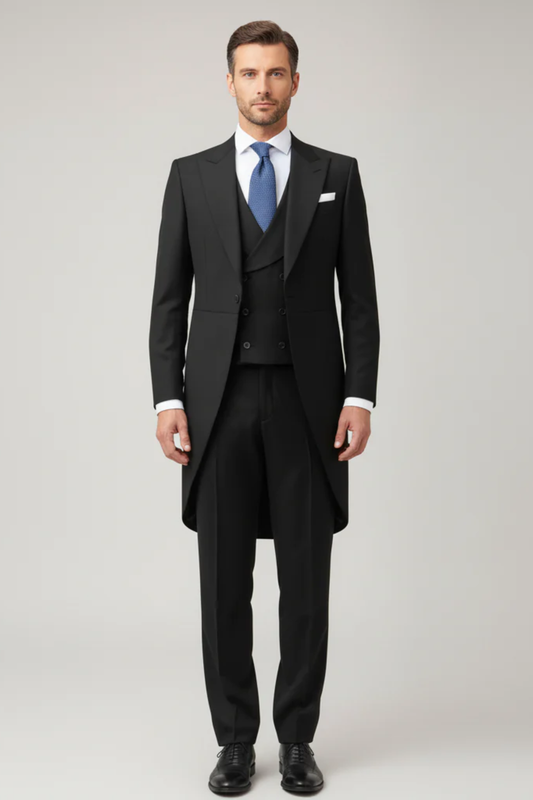 Men's Classic Tailcoat Suit – Formal Three-Piece Attire for Black-Tie Occasions