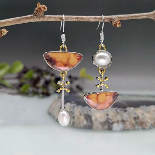 Organic Orange Gemstone Earrings