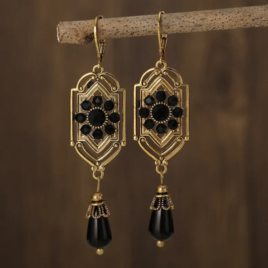 Onyx Gemstone Dangle Earrings