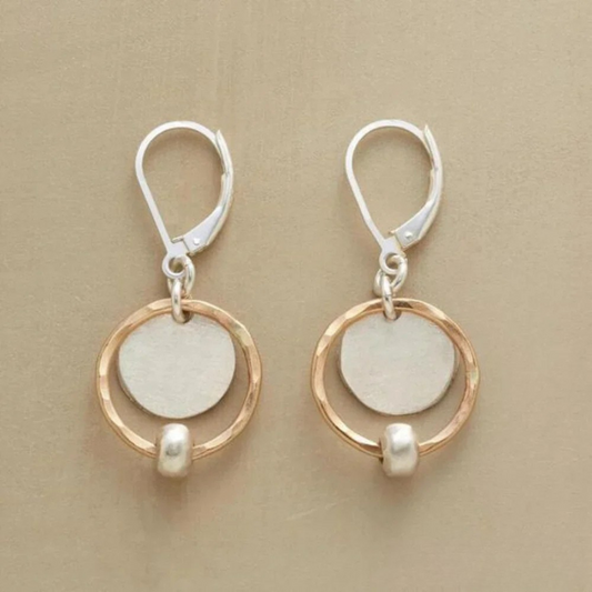 Chic Gold and Silver Pearl Drop Earrings