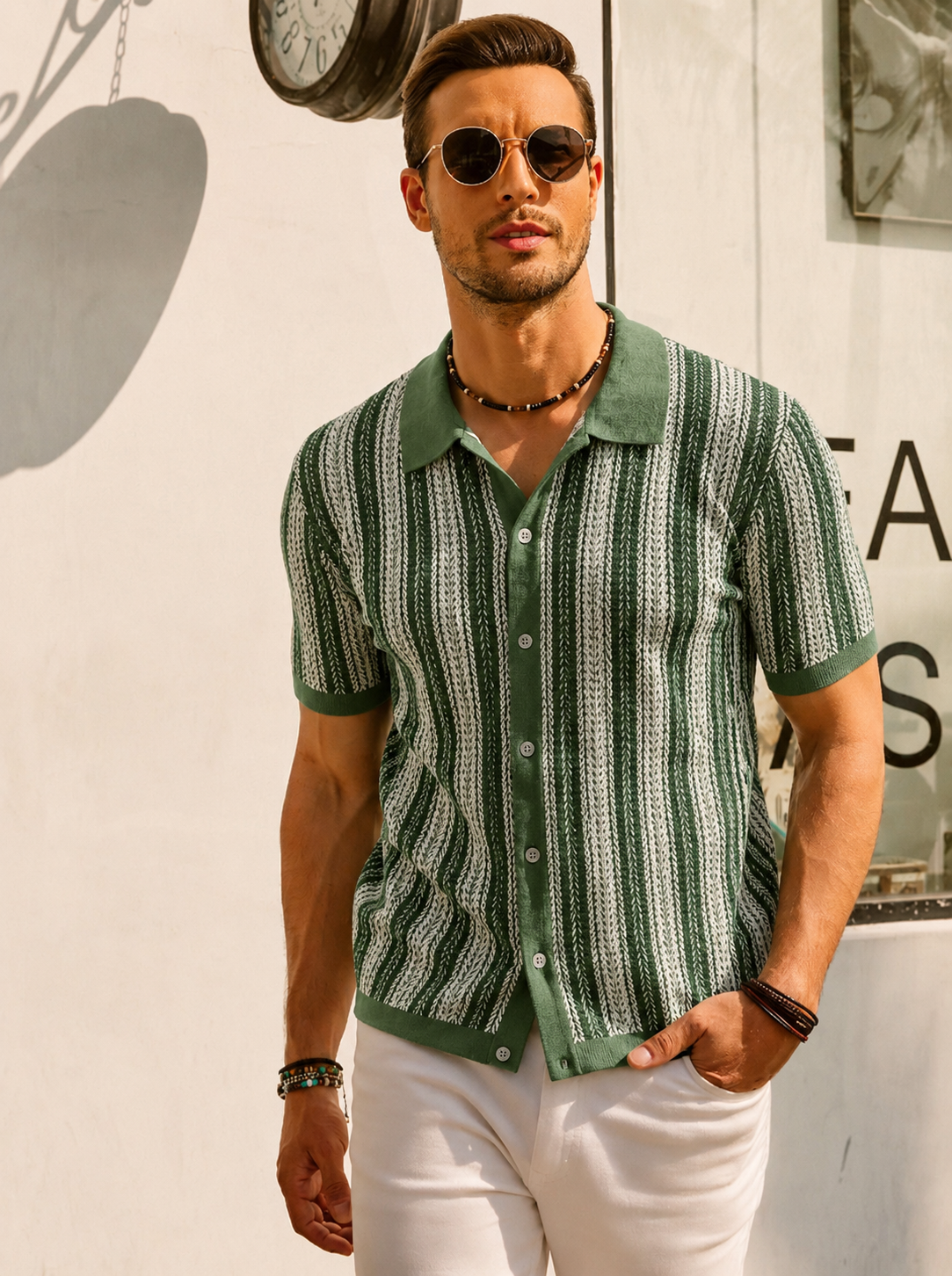 Men's Vintage Striped Polo Shirt for Everyday Wear