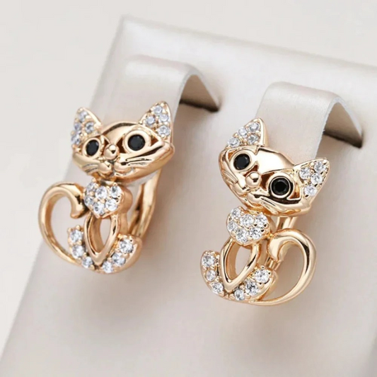 Stylish Zirconia Cat Earrings