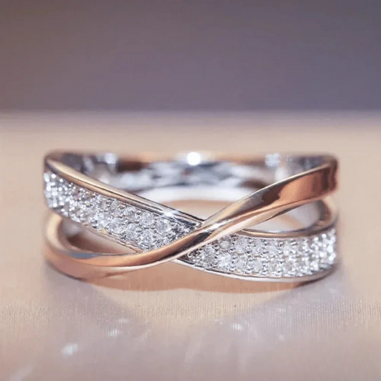 Antique Braided Silver Ring featuring Zirconia