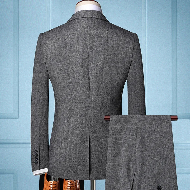 Men's Slim Fit 3-Piece Suit for Weddings and Business