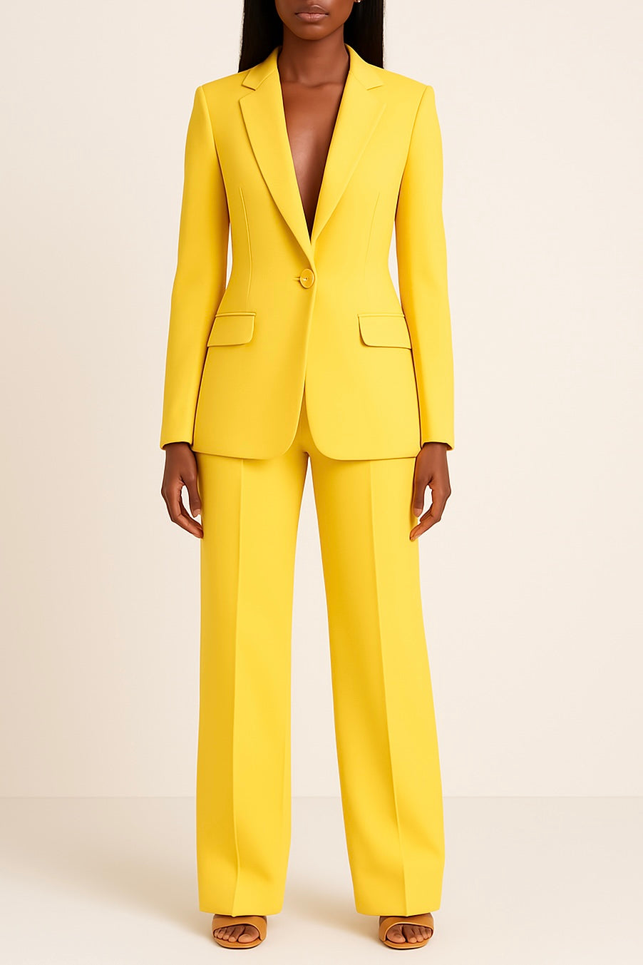 Chic Women's Formal Suit Set with Long Blazer