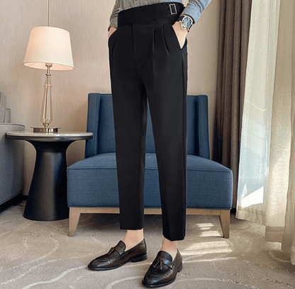 Men's Formal High-Waisted Pleated Trousers for Events