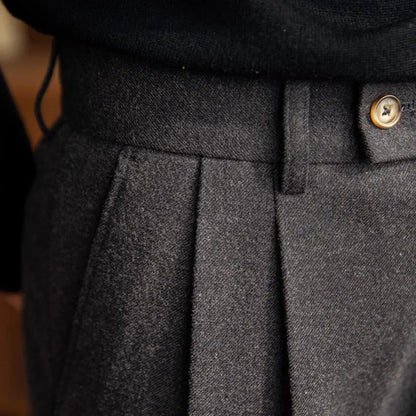 Stylish High-Waisted Pleated Men's Dress Trousers