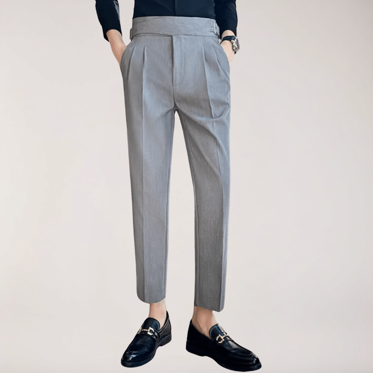 Men's Formal High-Waisted Pleated Trousers for Events
