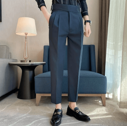 Men's Formal High-Waisted Pleated Trousers for Events