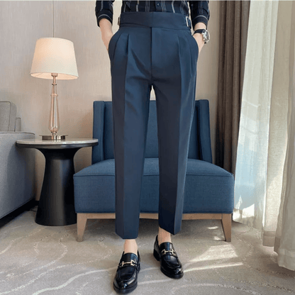 Men's Formal High-Waisted Pleated Trousers for Events