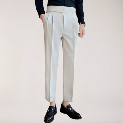 Men's Formal High-Waisted Pleated Trousers for Events
