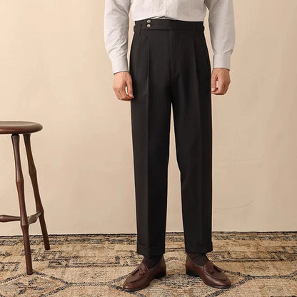 High-Waisted Trousers with Side Buckle – Chic Style for Any Occasion