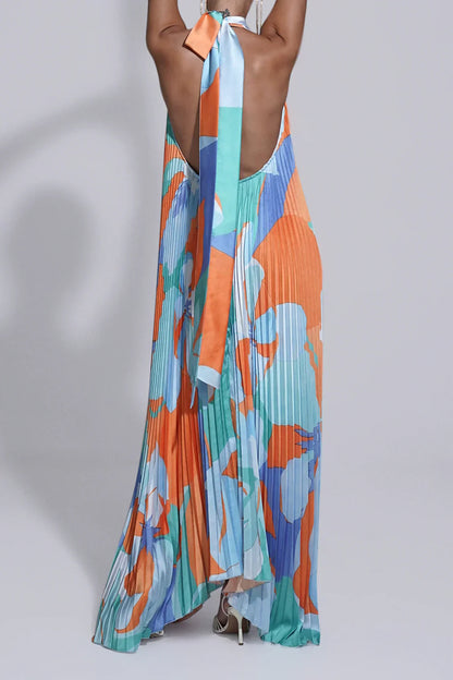 Wedding Guest Dress - Halter Pleated Maxi