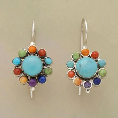 Colorful Turquoise Hoop Earrings
