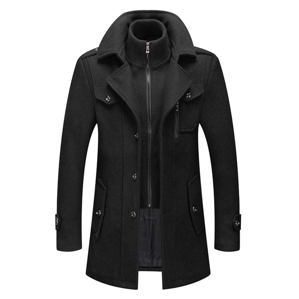 Men's Stylish Layered Long Jacket with Zip-In Insert