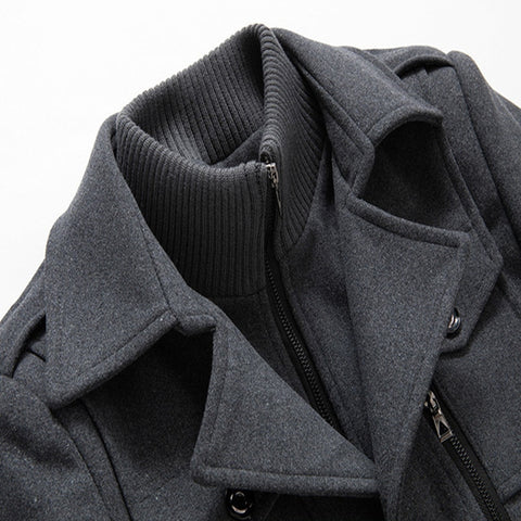 Men's Stylish Layered Long Jacket with Zip-In Insert
