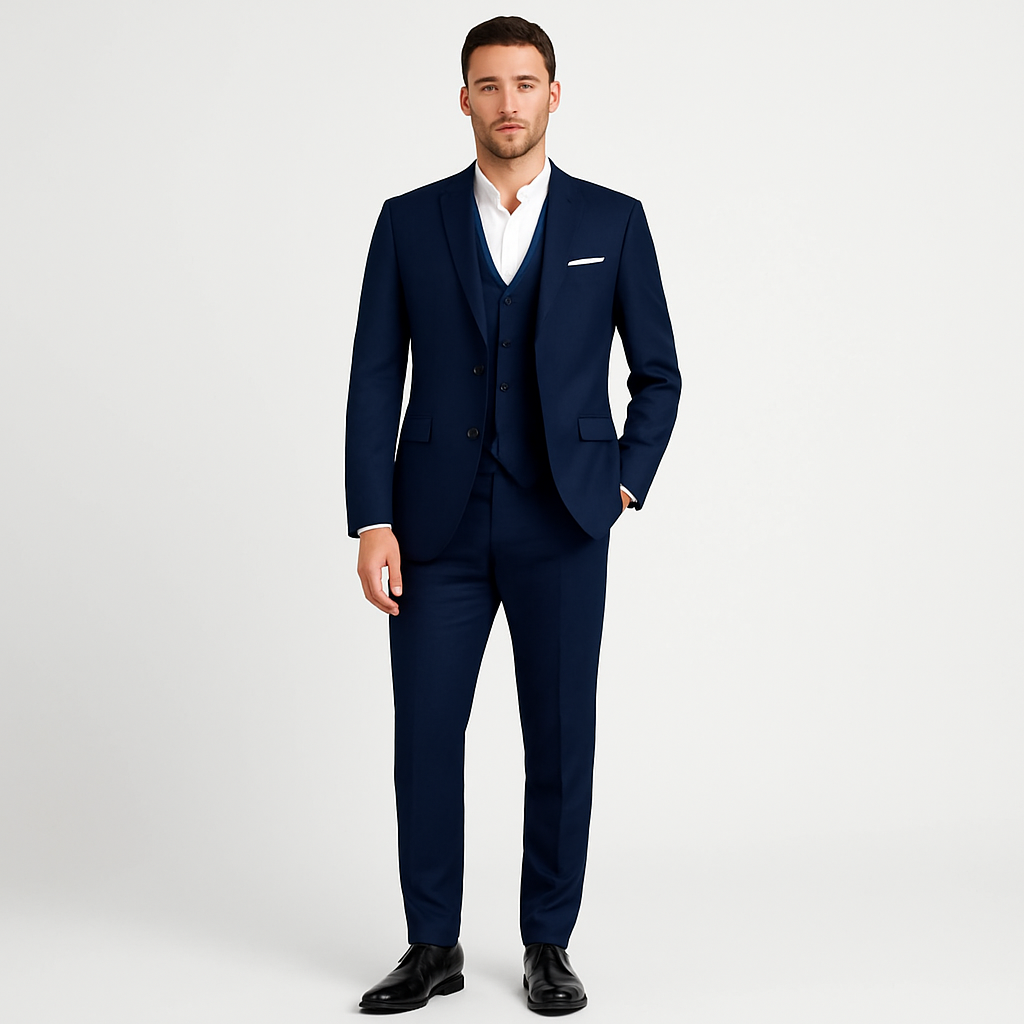 Men’s 3-Piece Suit Set – Classic Blazer, Waistcoat, Trousers for Weddings and Business