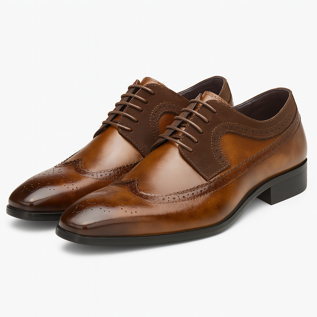 Men's Two-Tone Wingtip Brogue Oxford Shoes for Formal Events
