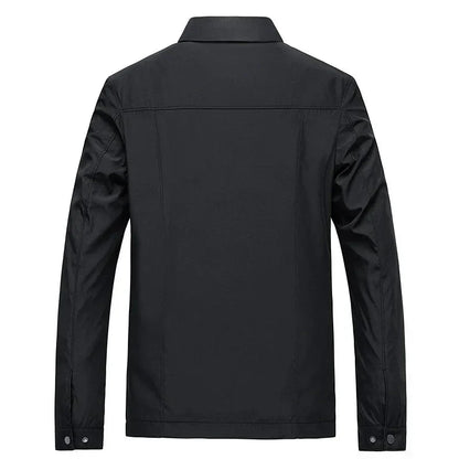 Men’s Classic Black Zip-Up Jacket with Checked Lining for Everyday Wear