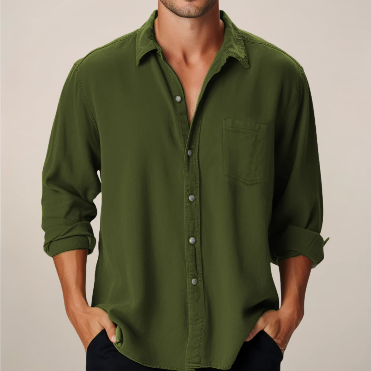 Men's Classic Long Sleeve Button-Up Shirt for Any Occasion