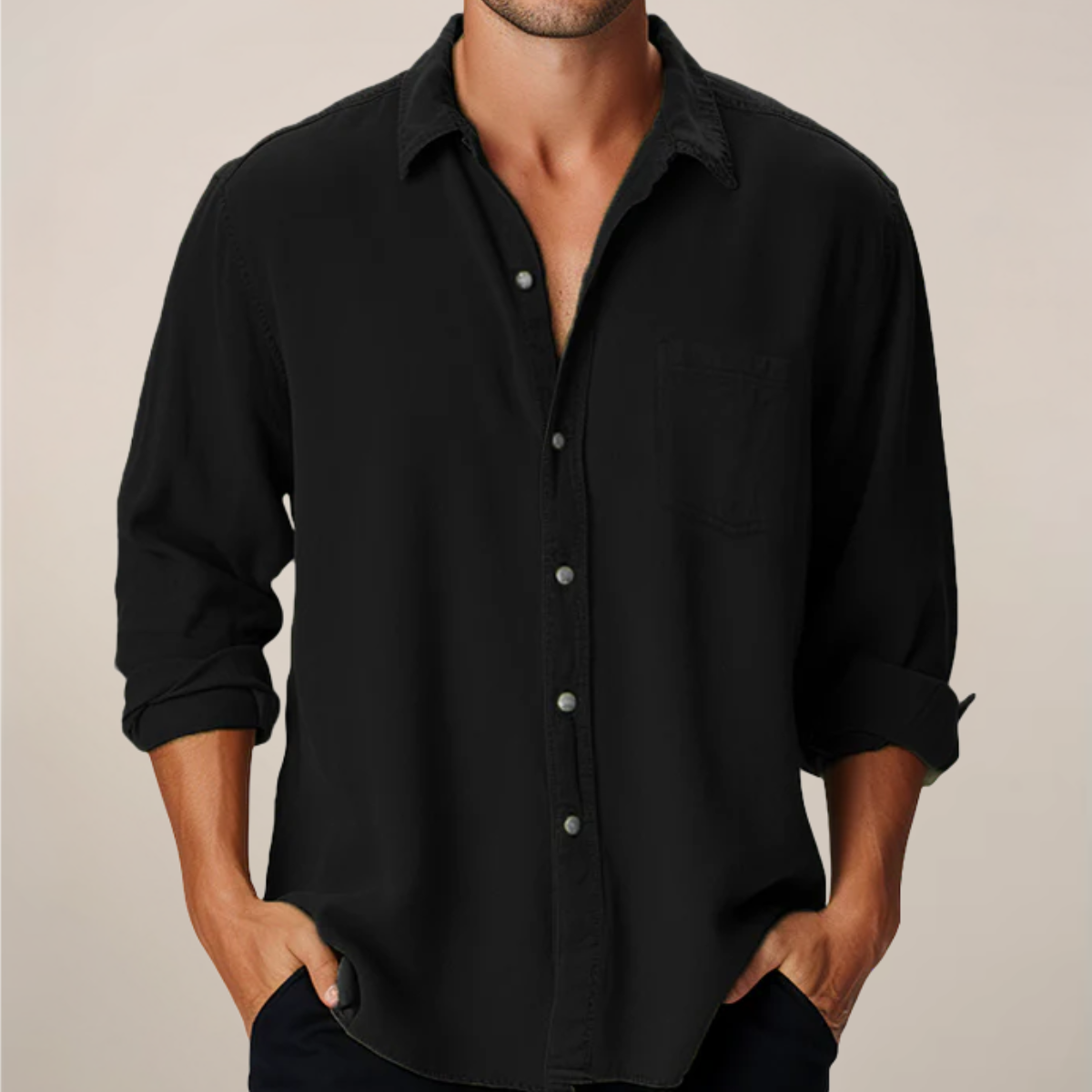 Men's Classic Long Sleeve Button-Up Shirt for Any Occasion