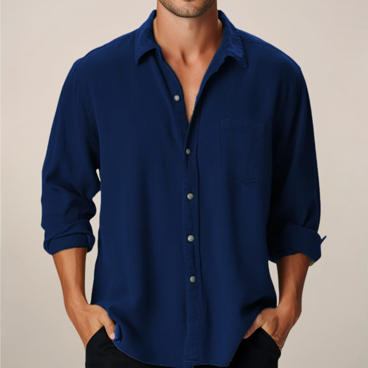Men's Classic Long Sleeve Button-Up Shirt for Any Occasion