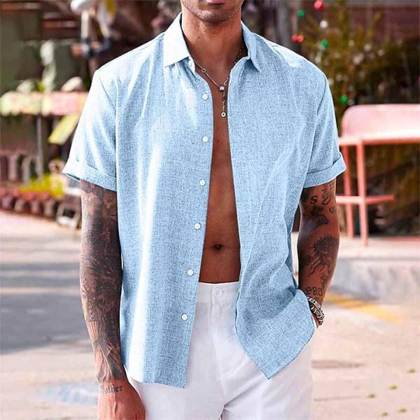 Men's Classic Short Sleeve Summer Shirt - Ideal for Warm Weather Wear