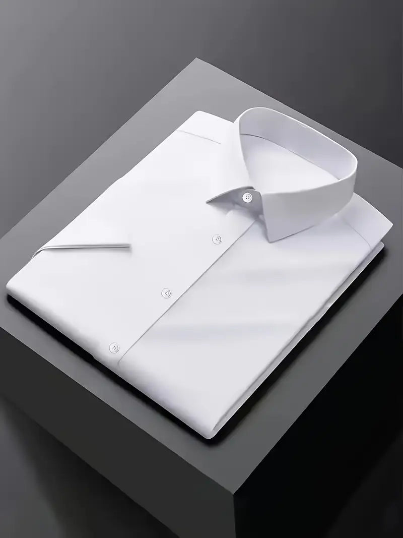 Men's Slim Fit White Dress Shirt for Formal Events