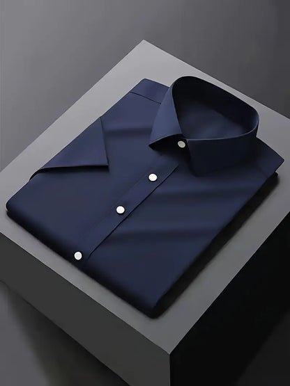 Men's Slim Fit White Dress Shirt for Formal Events