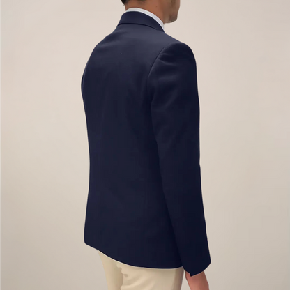 Men's Classic Notch Lapel Blazer with Gold Accents