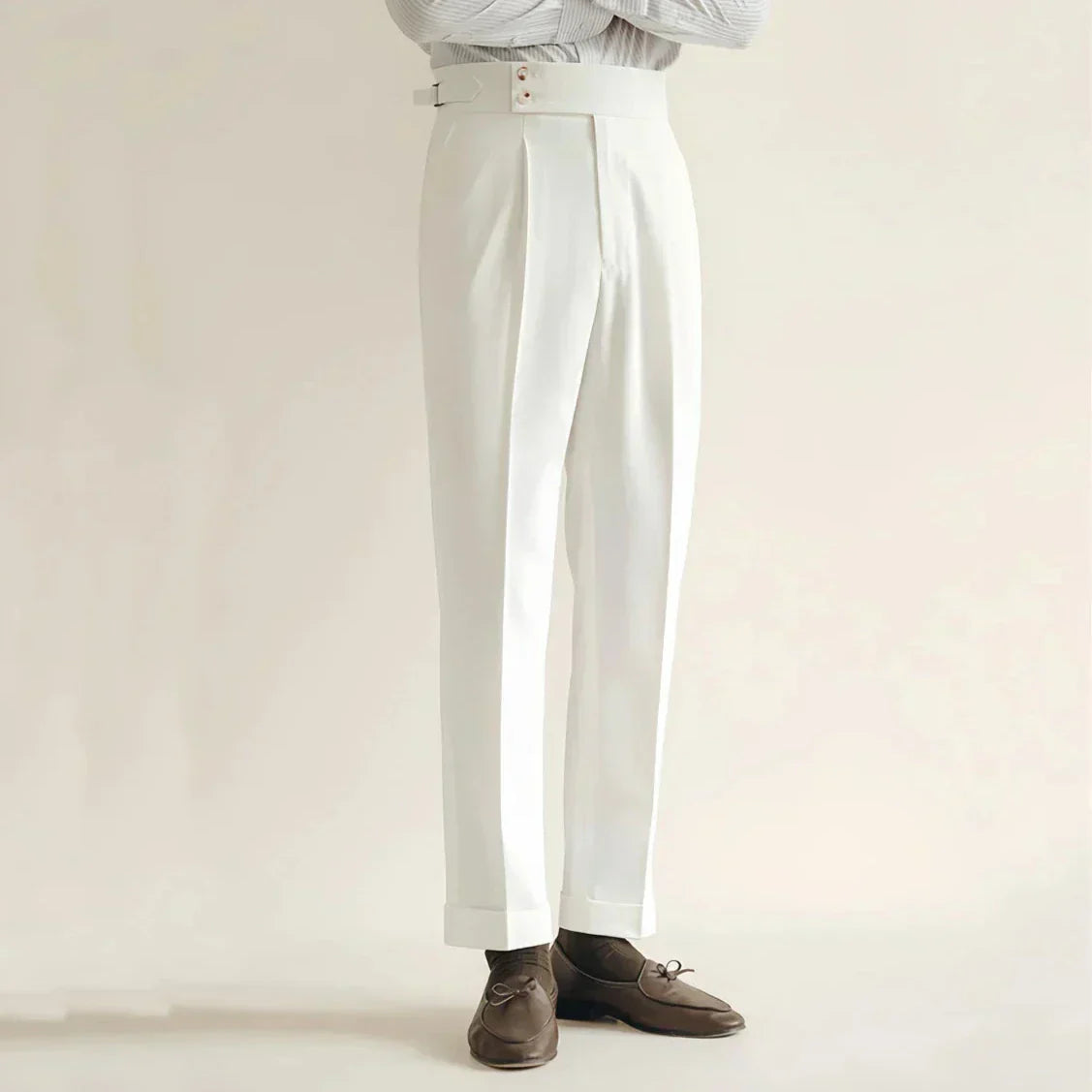 Men’s High-Rise Pleated Dress Trousers for Formal Events