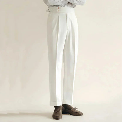 Men’s High-Rise Pleated Dress Trousers for Formal Events