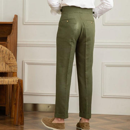 Men's Italian Style High-Waisted Pleated Trousers for Formal Events