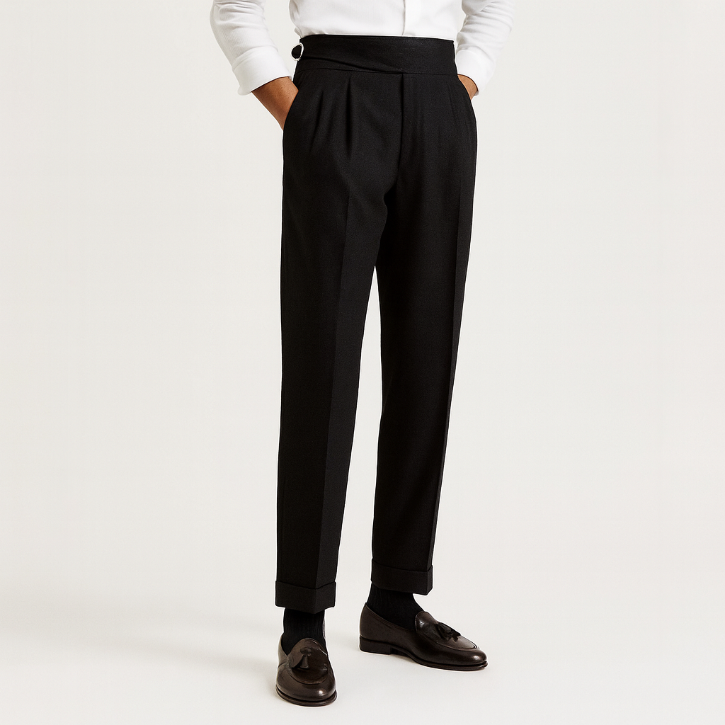 Men’s High-Waisted Pleated Trousers for Stylish Events