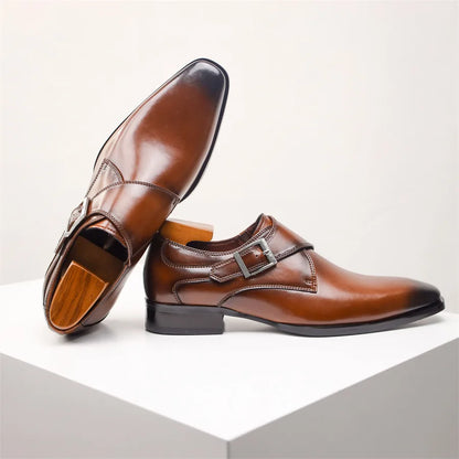 Men's Italian Monk Strap Dress Shoes - Chic Buckle Design for Formal Events