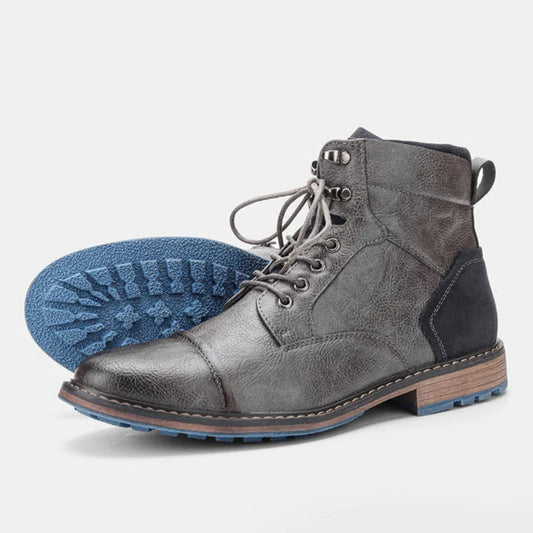 Men's Cap Toe Lace-Up Dress Boots for Winter Wear
