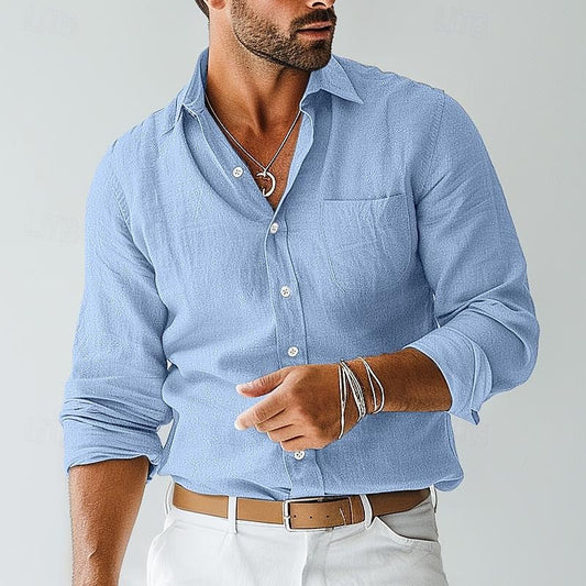 Men’s Long Sleeve Cotton Shirt – Ideal for Summer Gatherings
