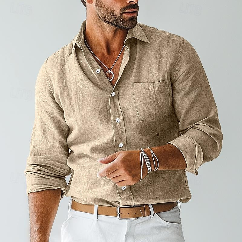 Men’s Long Sleeve Cotton Shirt – Ideal for Summer Gatherings
