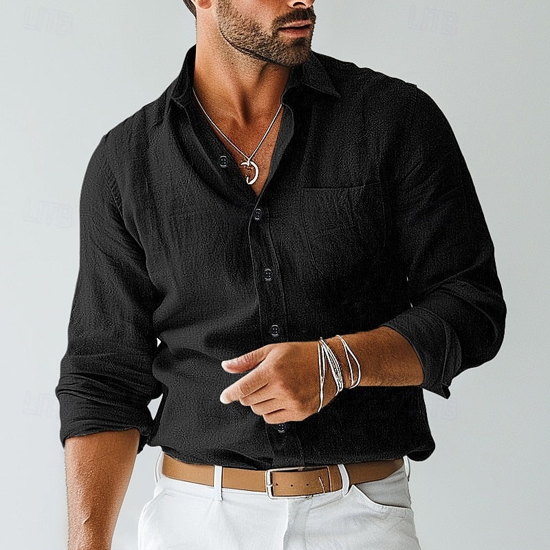 Men’s Long Sleeve Cotton Shirt – Ideal for Summer Gatherings