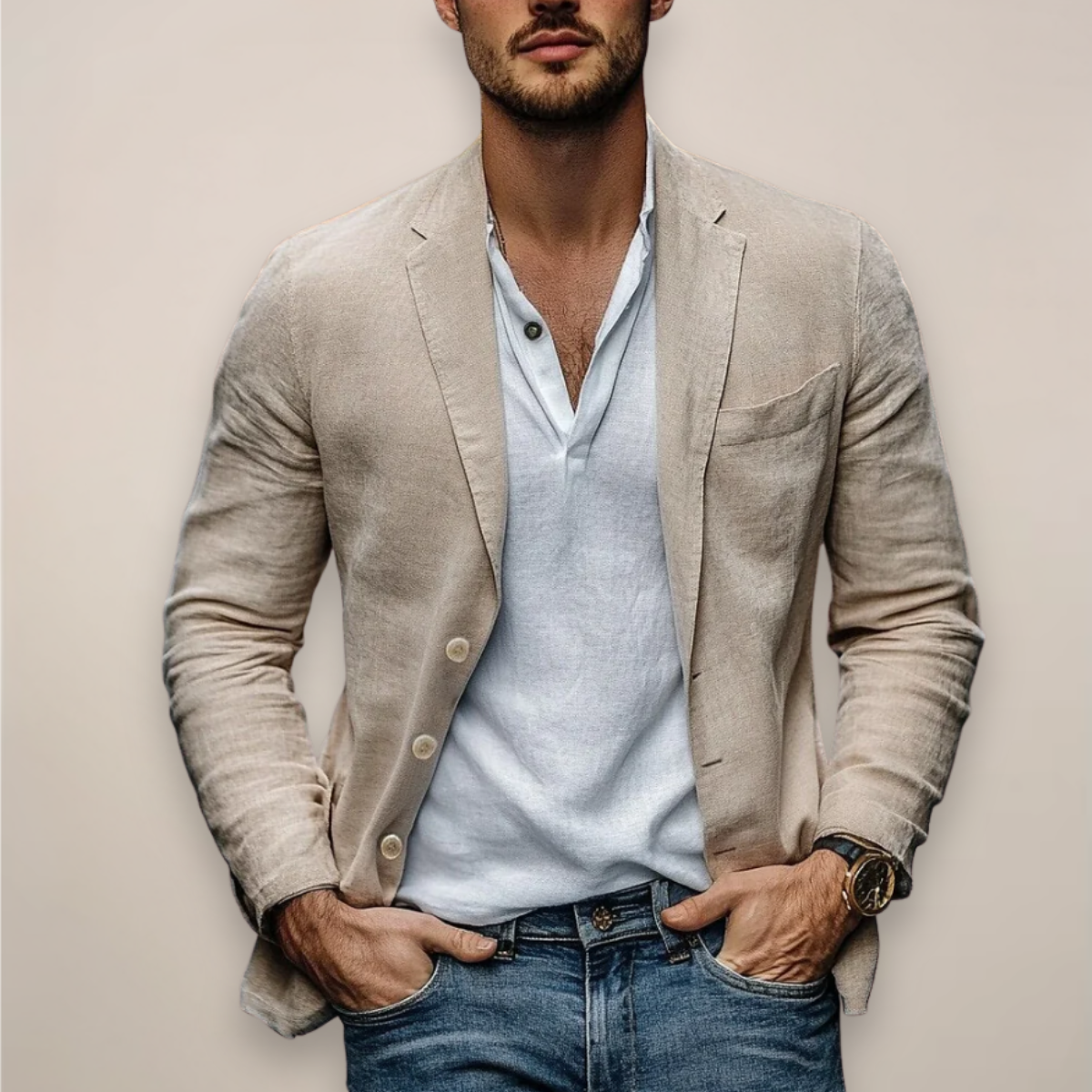 Men's Linen Blazer for Stylish Summer Events